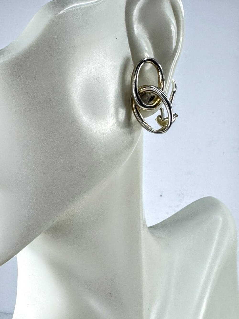 Tiffany & Co Elsa Peretti Interlocking Ovals Sterling Clip Earrings  5.3g JR2007